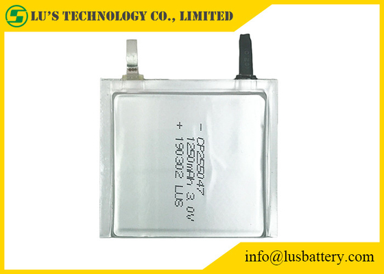 Zachte LiMnO2-Batterijcp255047 3.0v 1250mAh Aangepaste Terminals voor Identiteitskaart