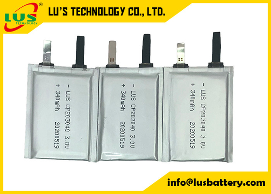 Niet Navulbaar Lithium Ion Battery Cp 203040 Flexibel het Lithiummangaan van 3.0v 340mah