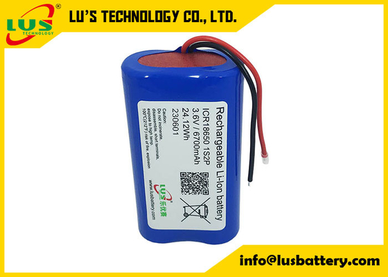 1S2P Li-ion oplaadbare batterij ICR18650 INR18650 Li-ion batterij 3.7v 3.6V 6700mah lithiumbatterij