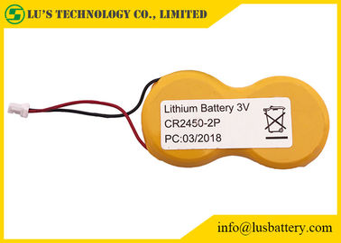 2Pcr2045 van de het lithiumbatterij van de knoopcel 3v de batterijpak 1200mah cr2450 met draden en schakelaar