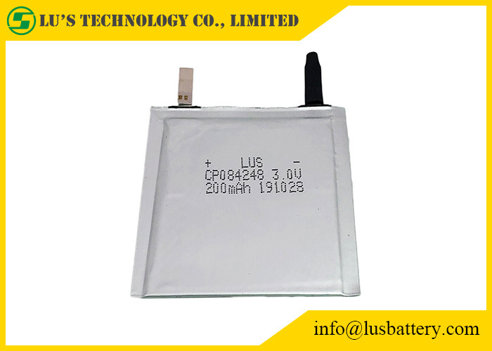 De flexibele Verpakkende Batterij 3.0v 200mah CP084248 van het Lithiummangaan voor Trackable Slim Etiket
