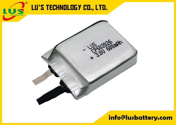 LiMnO2 Uiterst dunne Navulbare het Lithiumbatterij van 3.0v CP602026 600mah niet voor de Actieve Markering van RFID