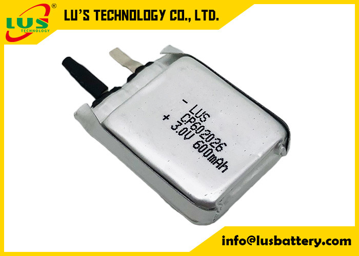 LiMnO2 Uiterst dunne Navulbare het Lithiumbatterij van 3.0v CP602026 600mah niet voor de Actieve Markering van RFID