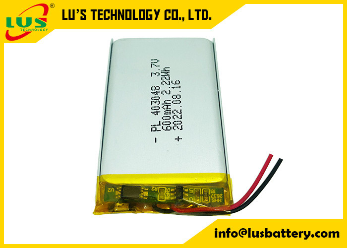 LP403048 3.7V Flexibele Li-polymeerbatterij 600 mah PCBA-beschermingskaart voor draagbaar apparaat
