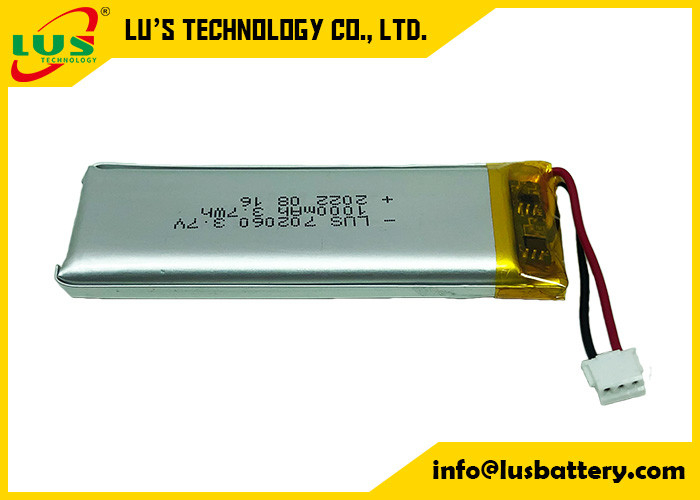 LP702060 Li Ion Polymer Rechargeable Battery 3.7V 1 Ah met PCM voor Slim Ontwerp