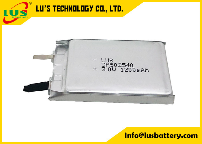 Niet-oplaadbare CP502540 Thin Film Li-Ion Battery 3V 1200mAh CF502540 Thin Film Primary Lithium Battery