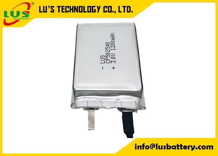 Niet-oplaadbare CP502540 Thin Film Li-Ion Battery 3V 1200mAh CF502540 Thin Film Primary Lithium Battery