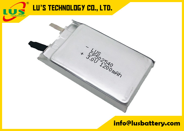 Niet-oplaadbare CP502540 Thin Film Li-Ion Battery 3V 1200mAh CF502540 Thin Film Primary Lithium Battery