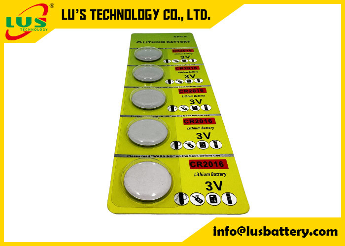 Lithium Button Cell CR2016 Levering 3V Lithium Coin Cell Battery CR2016 5 stuks Blistcard Pack