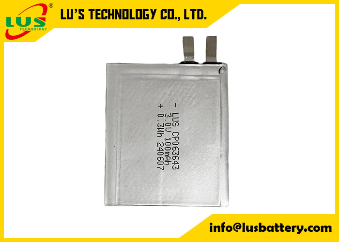 CP063643 3,0 volt 100mAh Kleine lithiumbatterie 3V CP063643 Ultrathinbatterij voor IoT/RFID