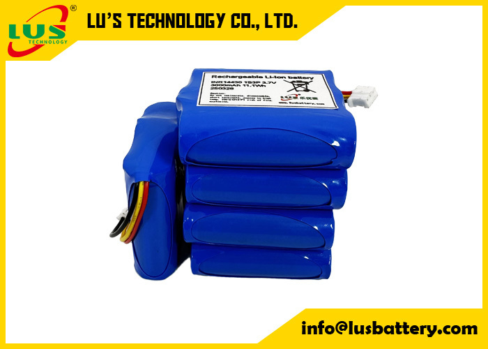 INR14430 3.7V 3000mAh Lithium-ion batterij 1S3P oplaadbaar li-ion batterijpakket op maat