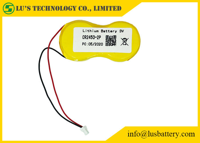 CR2450-2P het Muntstukcel 1200mah 3.0v van het knooplithium met Dradenjst Schakelaar