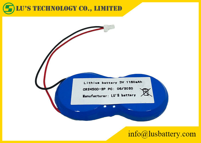 CR2450-2P het Muntstukcel 1200mah 3.0v van het knooplithium met Dradenjst Schakelaar
